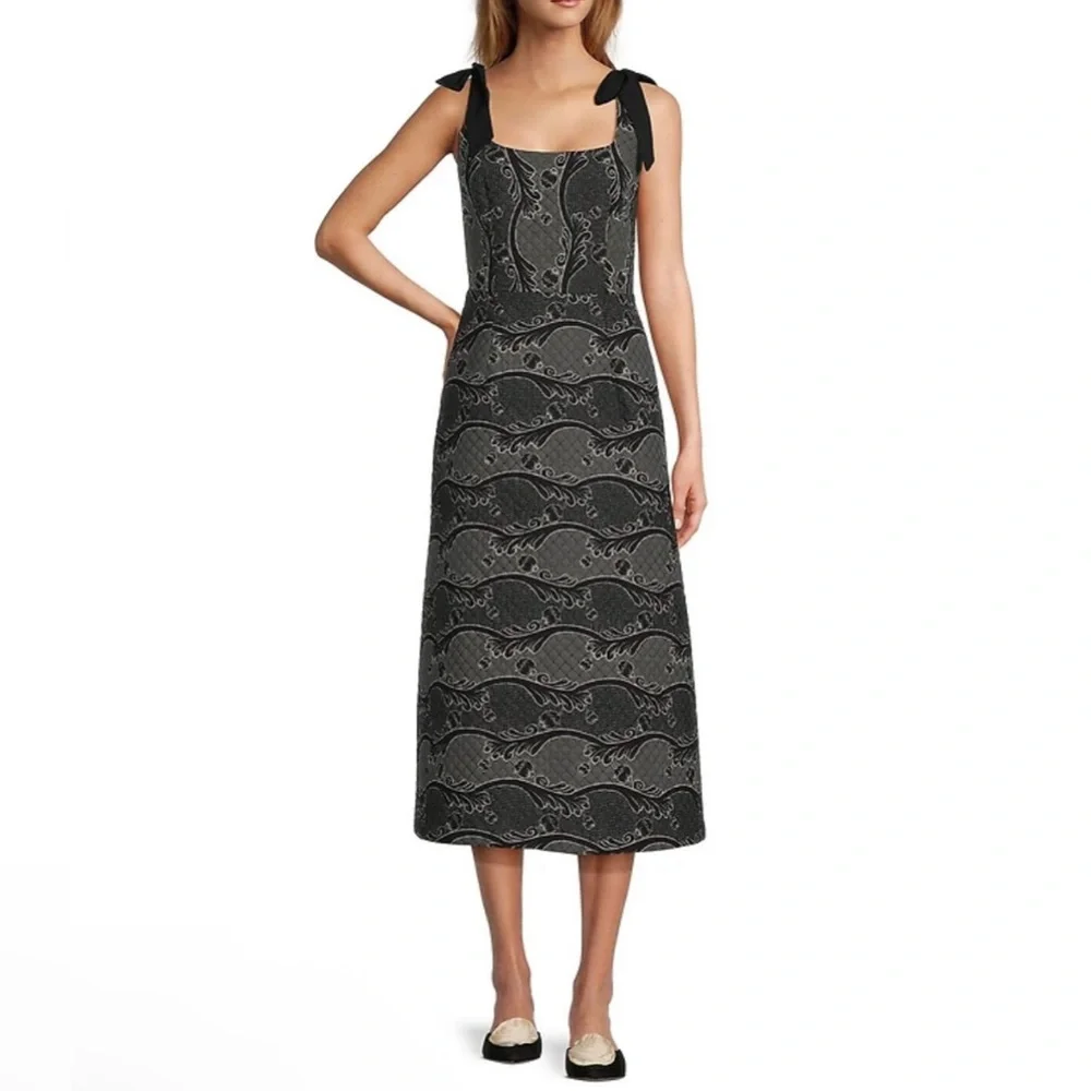 Antonio Melani x Jennifer Sumko Schawn Scroll Print Quilting Square Neck Dress 0